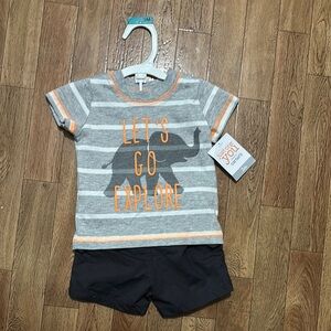 Carter's Gray and Orange Striped Baby Outfit (AB1)